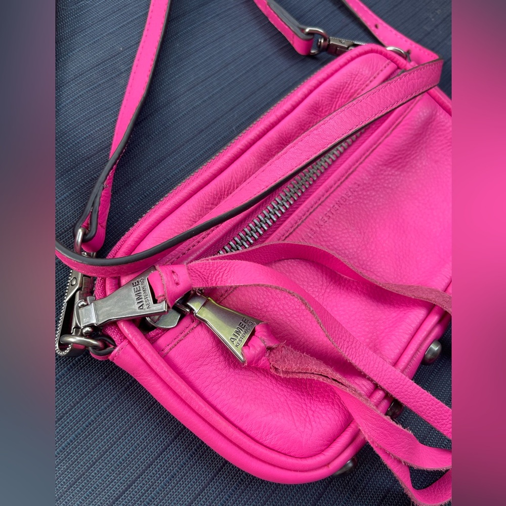 💗Amiee Kestenberg LET'S RIDE MINI LEATHER CROSSBODY BAG IN HOT PINK Pink